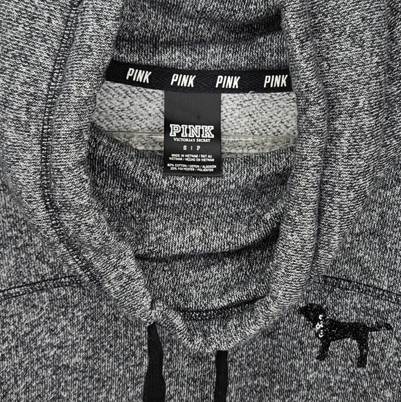 Pink Victoria Secret Cowl Neck Drawstring Bling Logo Sweater Small - Picture 4 of 7